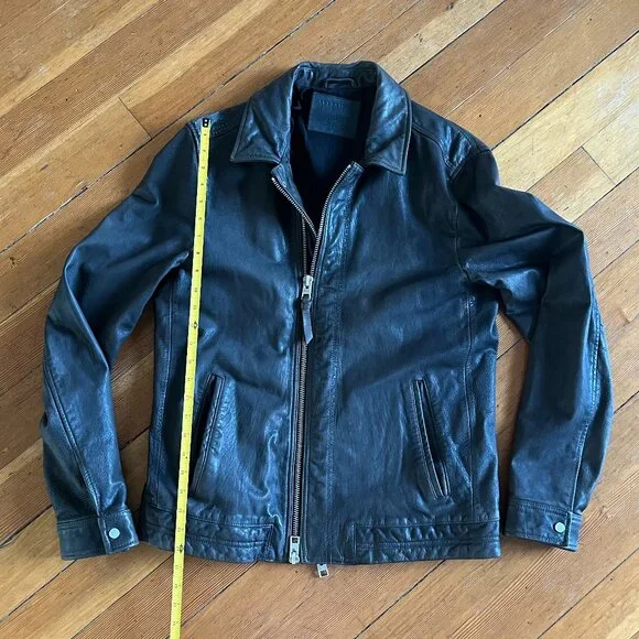 All Saints Varley Leather Jacket - Men's Size L - Dark Brown - Picture 11 of 14